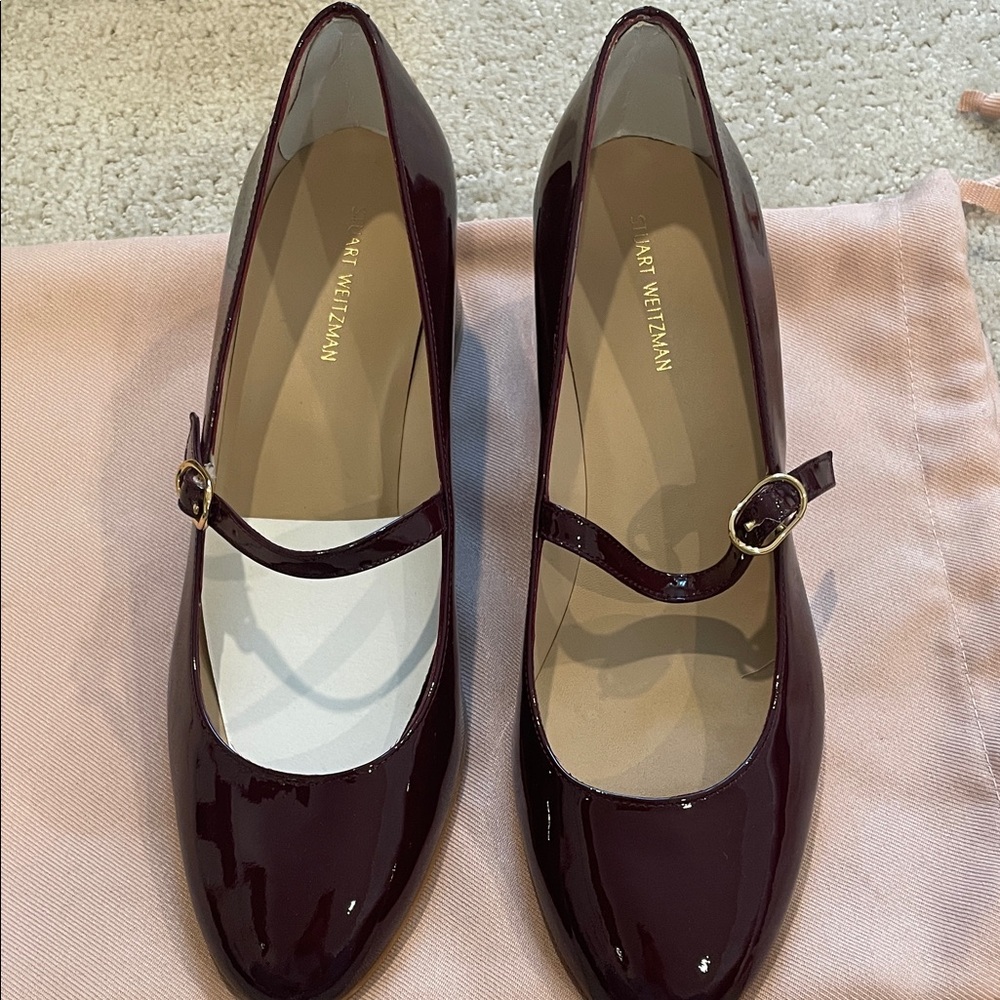 Stuart Weitzman Dark Red Mary Jane Heels